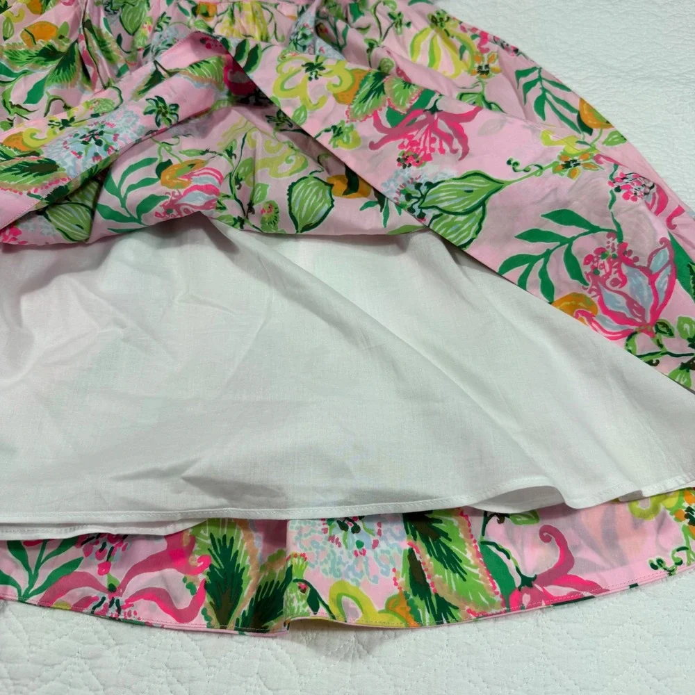 Lilly‎ Pulitzer Knoxlie Dress Women 8 Pink Preppy Floral Puff Sleeve NWT